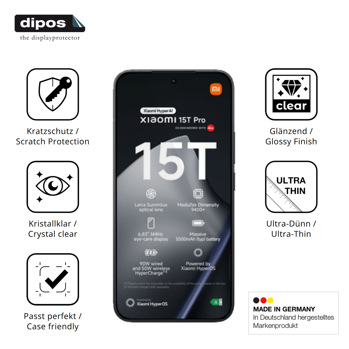 Displayschutz hergestellt in Deutschland, höchste Qualität made in Germany