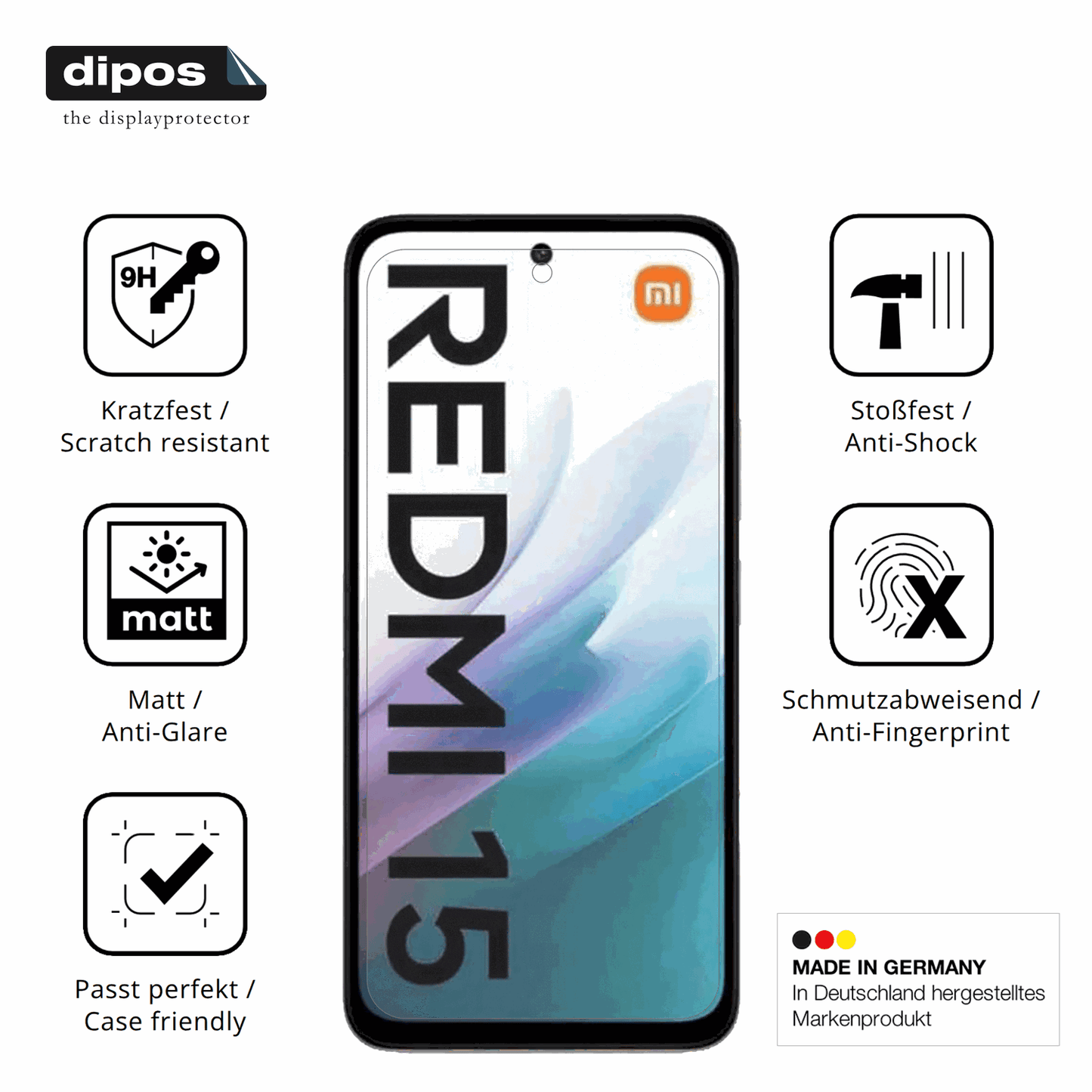 2x Screen Protector for Xiaomi Redmi 15 4G matte Flexible Glass 9H dipos