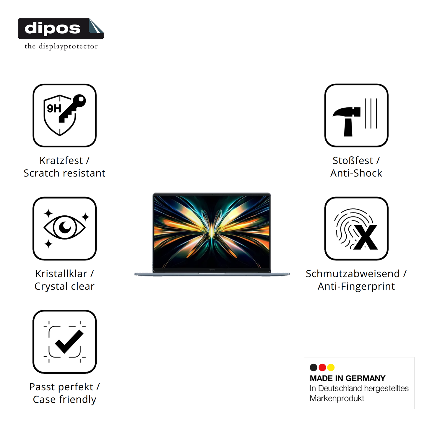 Displayschutz hergestellt in Deutschland, höchste Qualität made in Germany