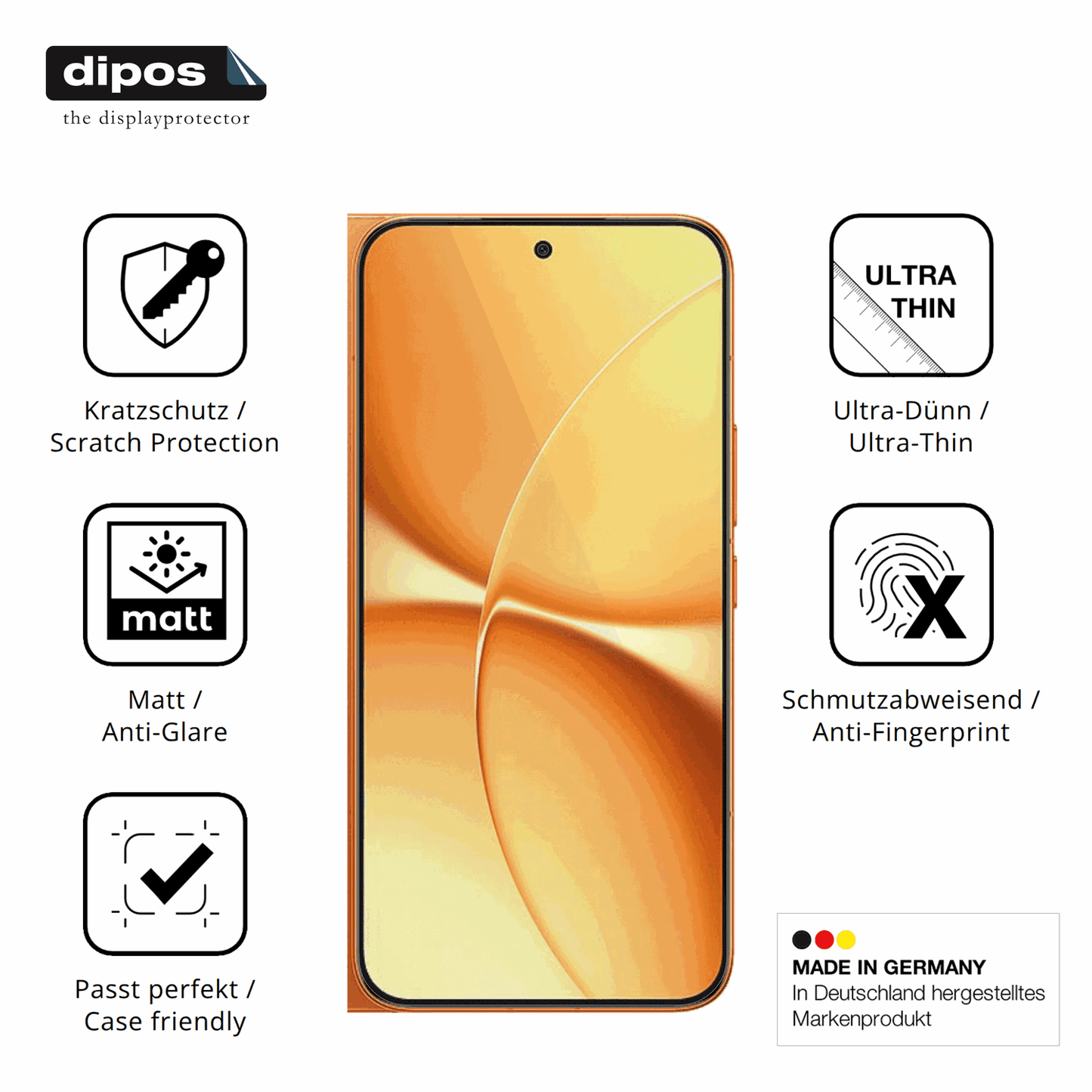Displayschutz hergestellt in Deutschland, höchste Qualität made in Germany