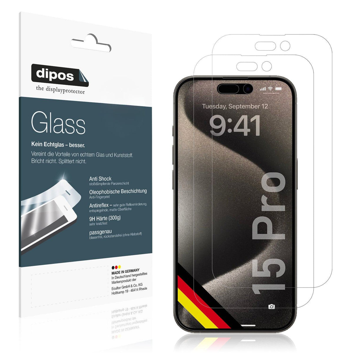 dipos 1x 9H Matte Screen Protector for Apple iPhone 15 Pro