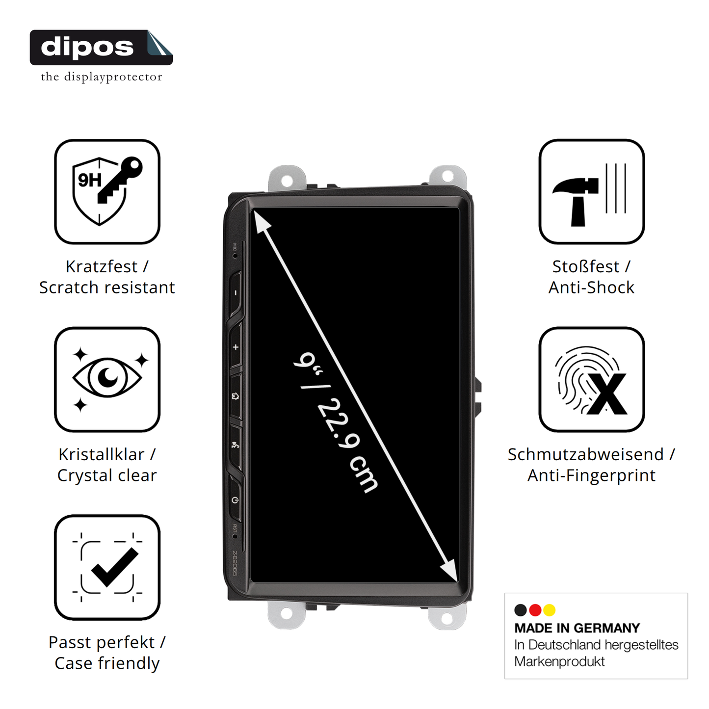 Displayschutz hergestellt in Deutschland, höchste Qualität made in Germany
