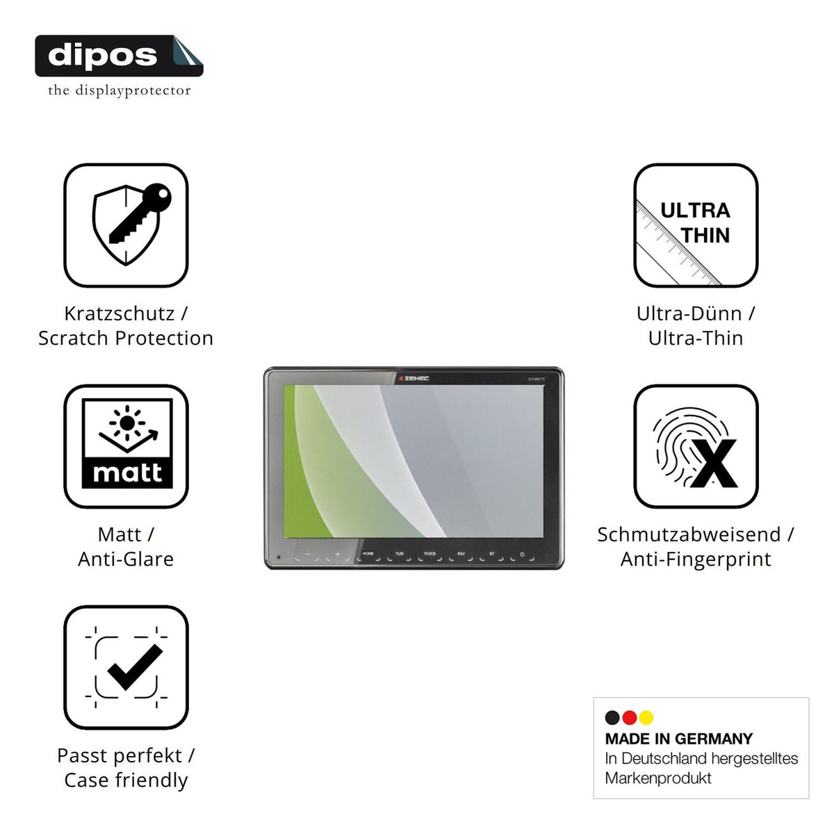 2x Screen Protector for Zenec Z-N975 Protection Anti Glare dipos