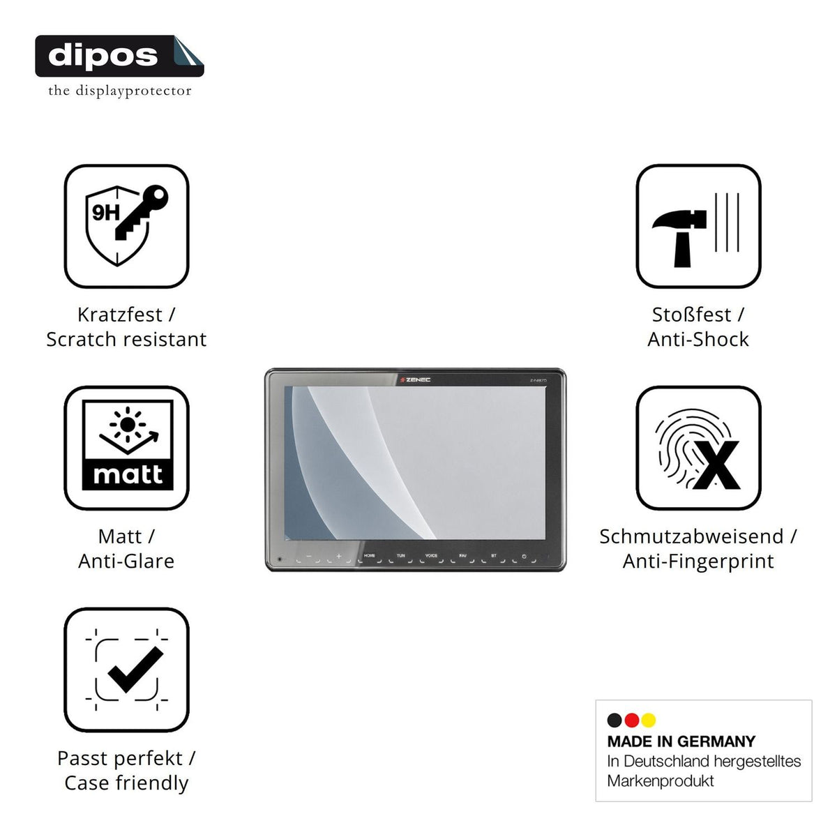 2x Screen Protector for Zenec Z-N975 matte Flexible Glass 9H dipos
