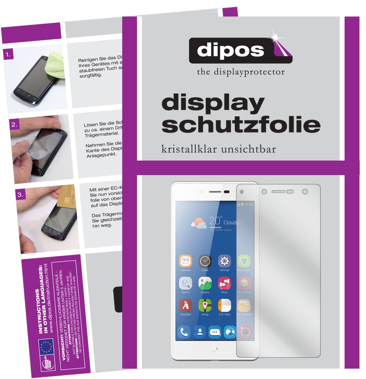 Kristallklare, dünne Schutzfolie: Kratzfest & passgenau für ZTE-Blade L7