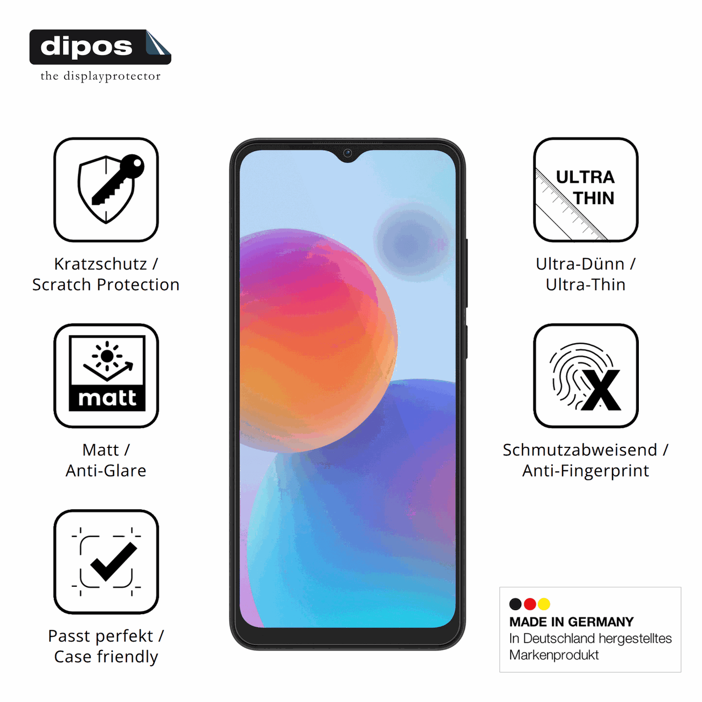 Displayschutz hergestellt in Deutschland, höchste Qualität made in Germany