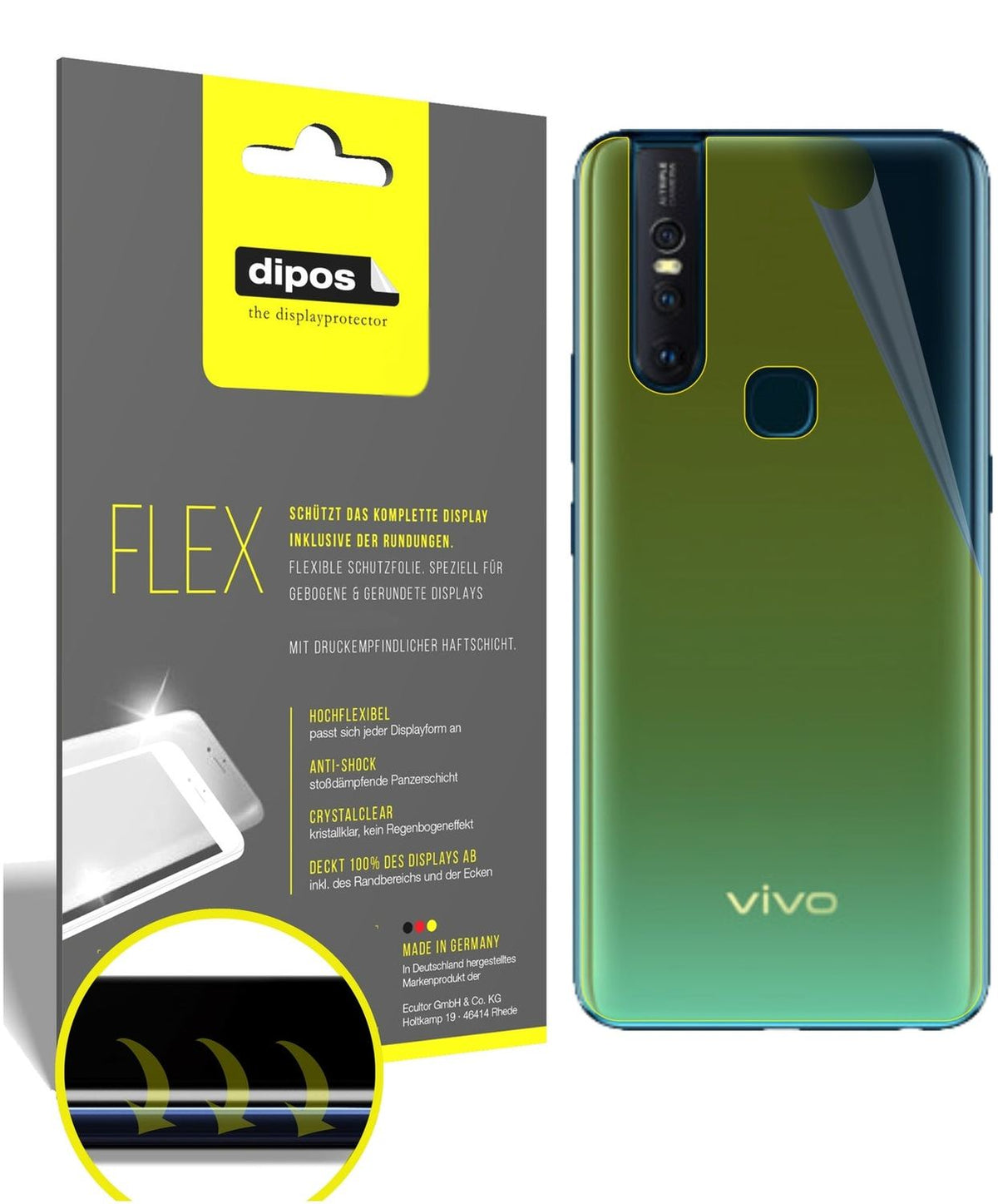 dipos FLEX 2x Clear Screen Protector for Vivo V15 Rückseite