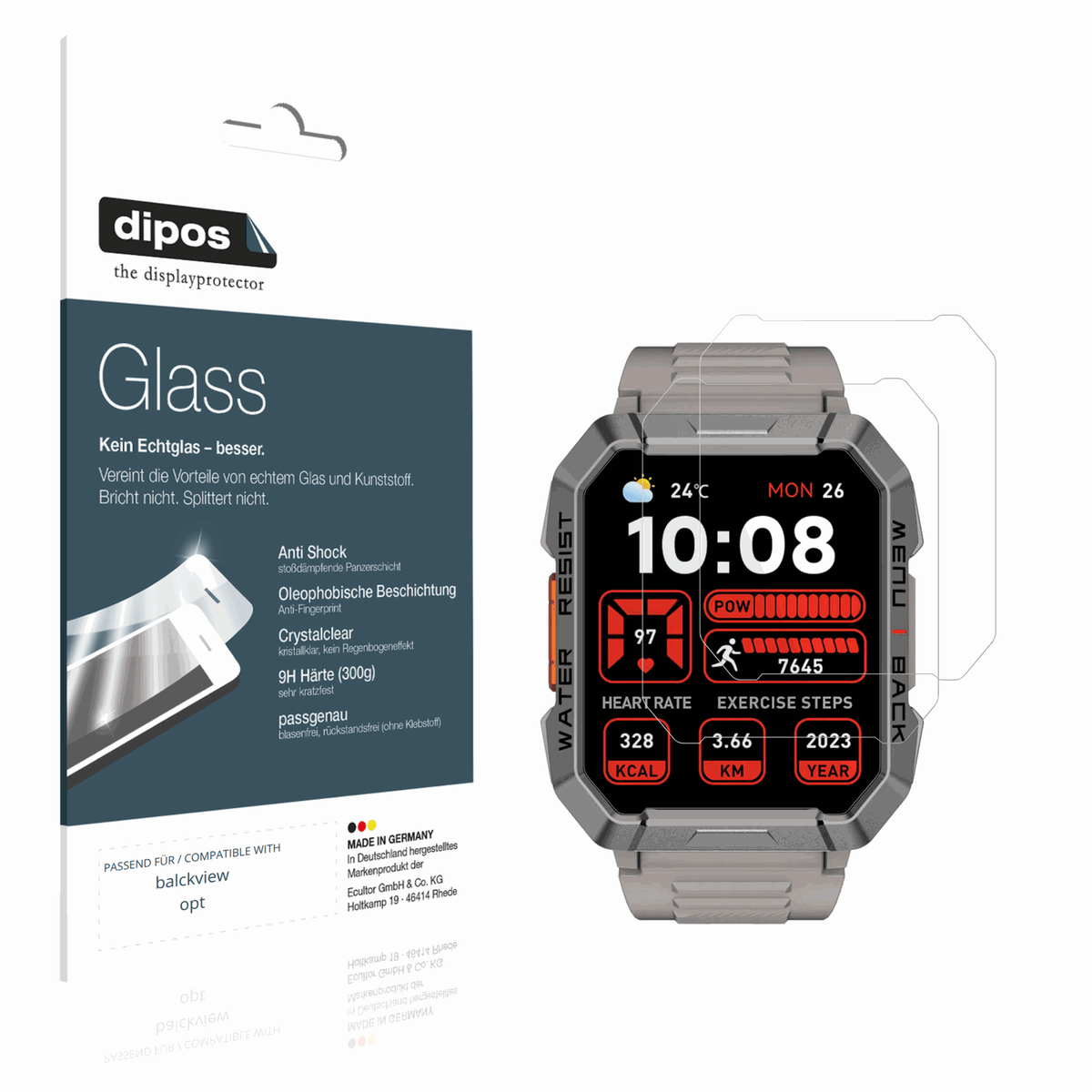2x Screen Protector for Blackview W60 Smartwatch 2.01 Zoll Flexible Glass 9H