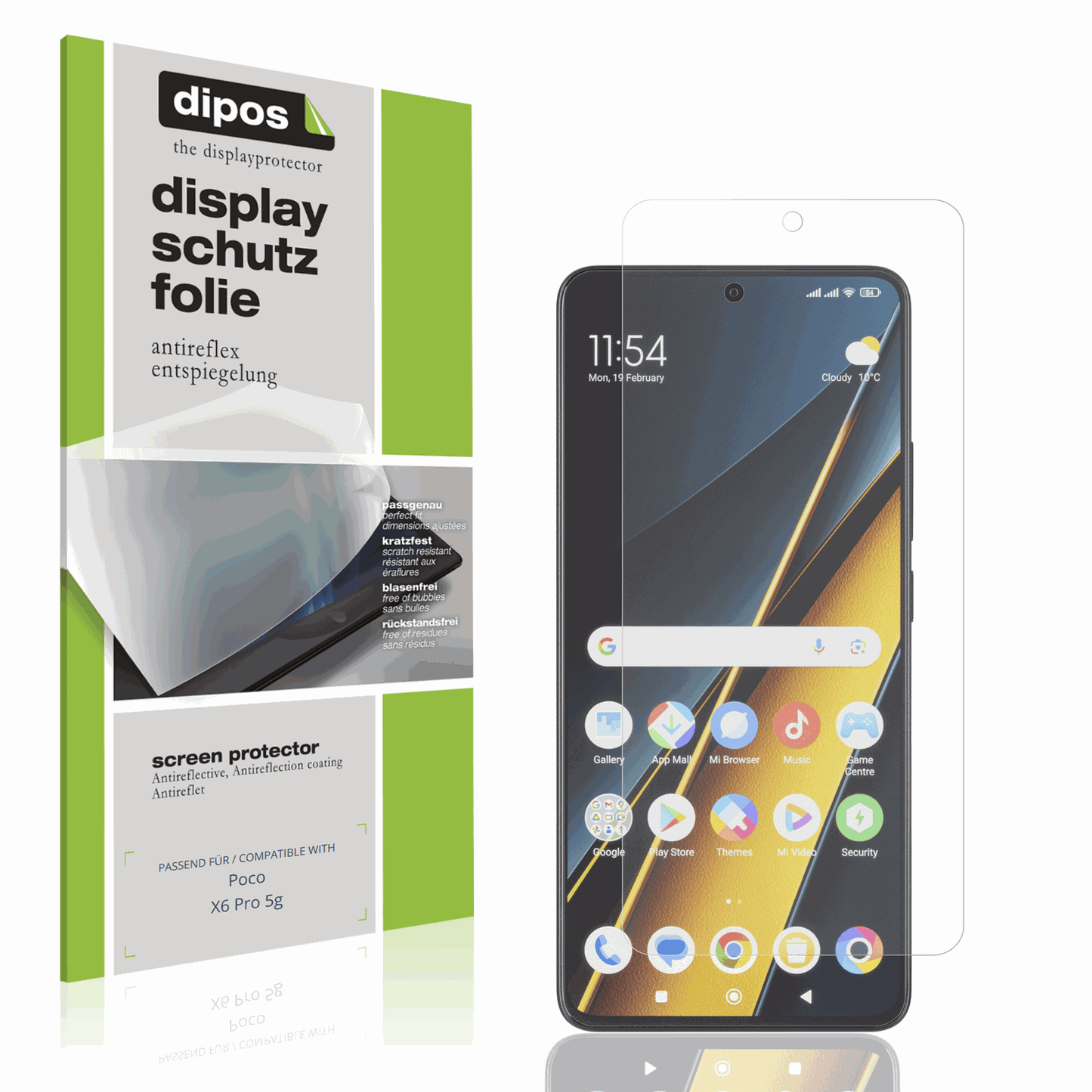 Matte Displayschutzfolie von dipos passend für Poco X6 Pro 5g, präziser Zuschnitt und blasenfrei montiert