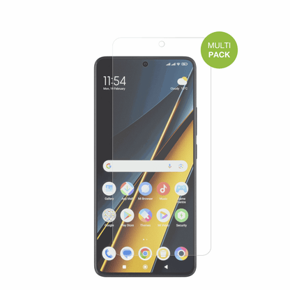 PocoX6 Pro 5g mit aufgebrachter dipos Displayschutzfolie, die lästige Fingerabdrücke minimiert