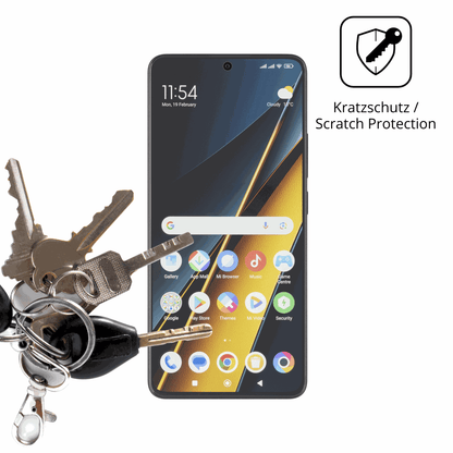 Schutz gegen Kratzer auf dem Poco X6 Pro 5g Glas durch Schlüssel oder Ähnliches
