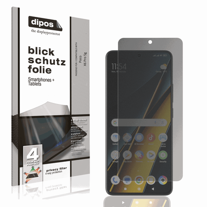 Blickschutzfolie von dipos passend für Poco X6 Pro 5g, präziser Zuschnitt und blasenfrei montiert