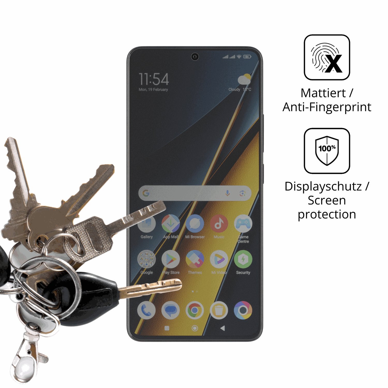 dipos Displayschutz für Poco X6 Pro 5g, mattierte Oberfläche, Blickschutzfilter und perfekter Passform