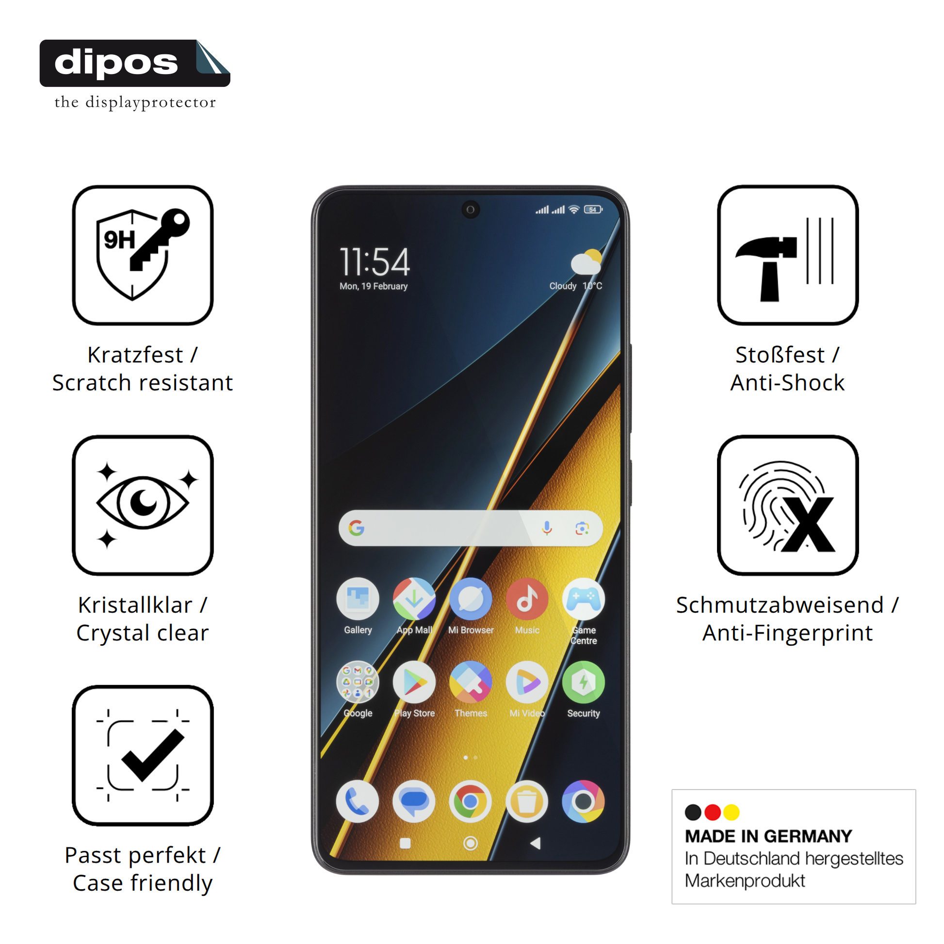 Displayschutz hergestellt in Deutschland, höchste Qualität made in Germany