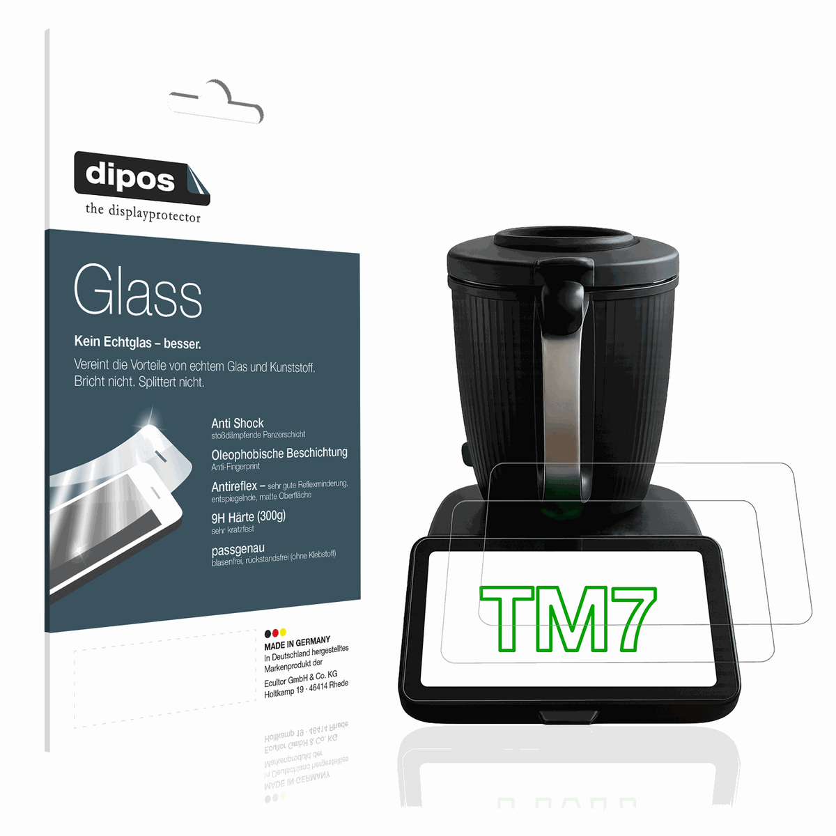2x Screen Protector for Vorwerk Thermomix TM7 matte Flexible Glass 9H dipos
