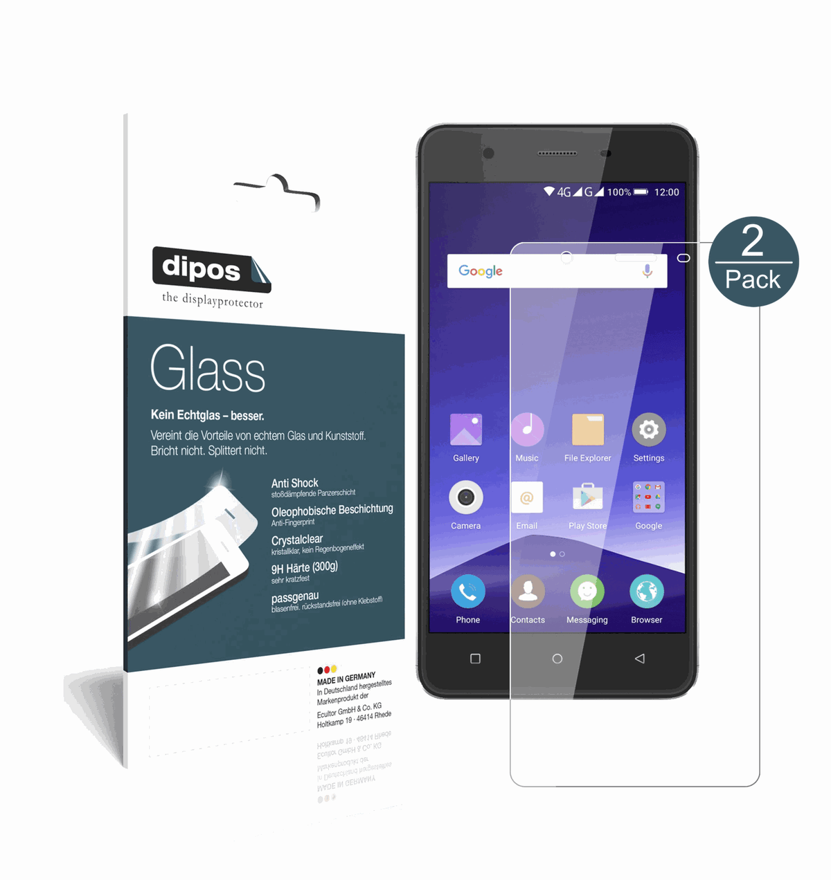 2x 9H Clear Screen Protector for Mobistel Cynus F10 – Shatterproof, Crystal Clear | dipos
