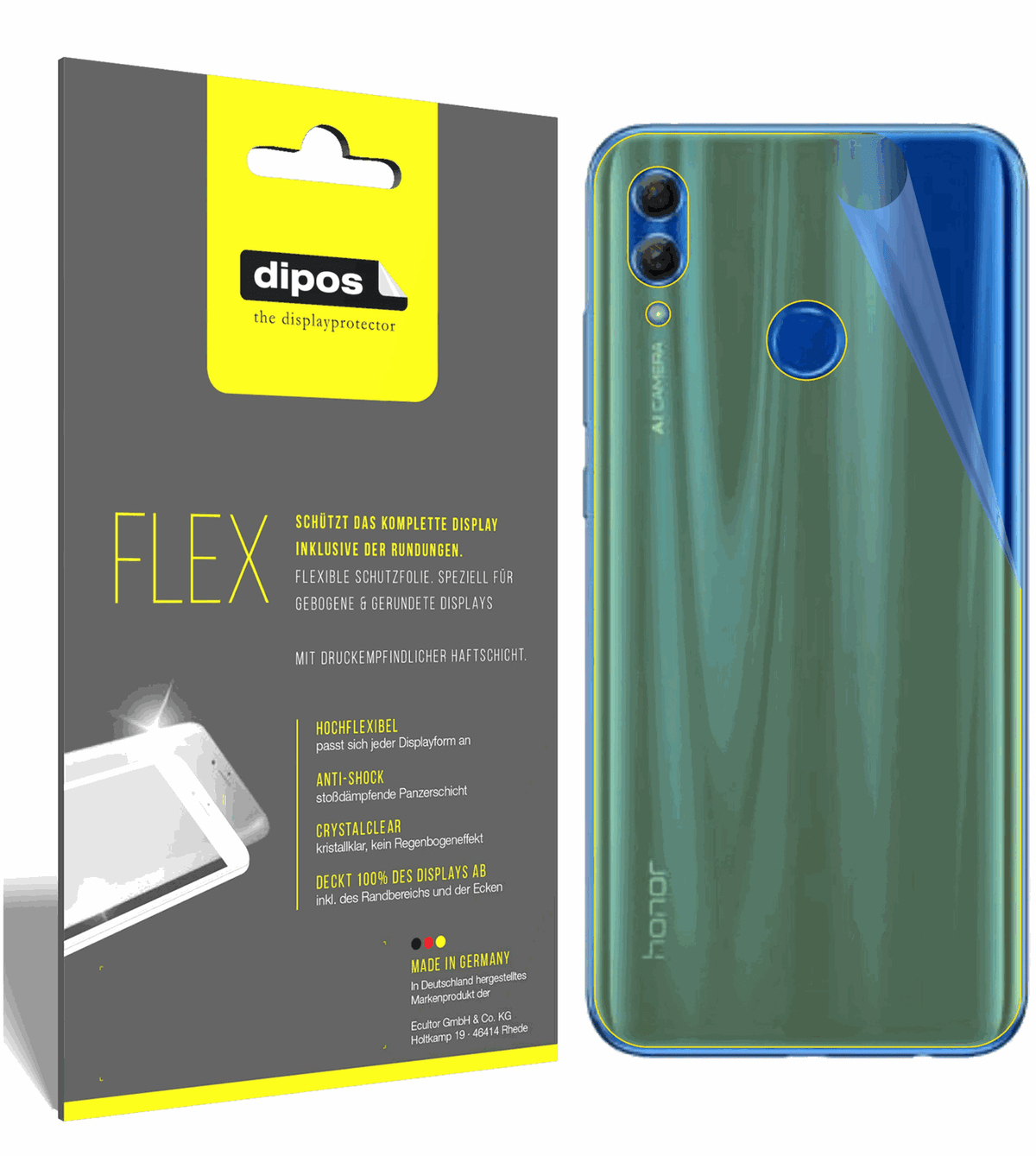3x Screen Protector for Honor 10 Lite back Protective Film covers 100% Flex