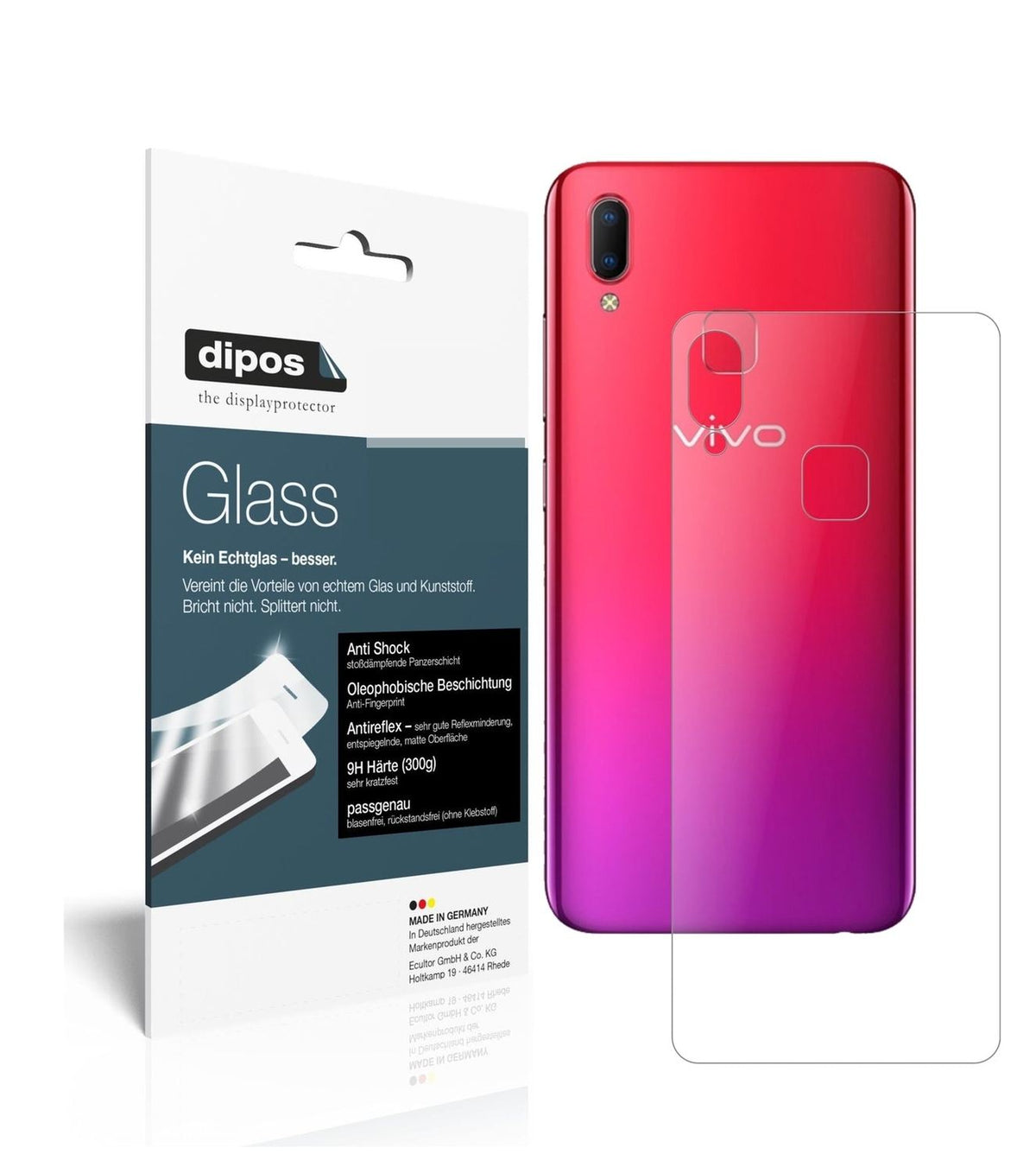 dipos 1x 9H Matte Screen Protector for Vivo Y91 C Rückseite