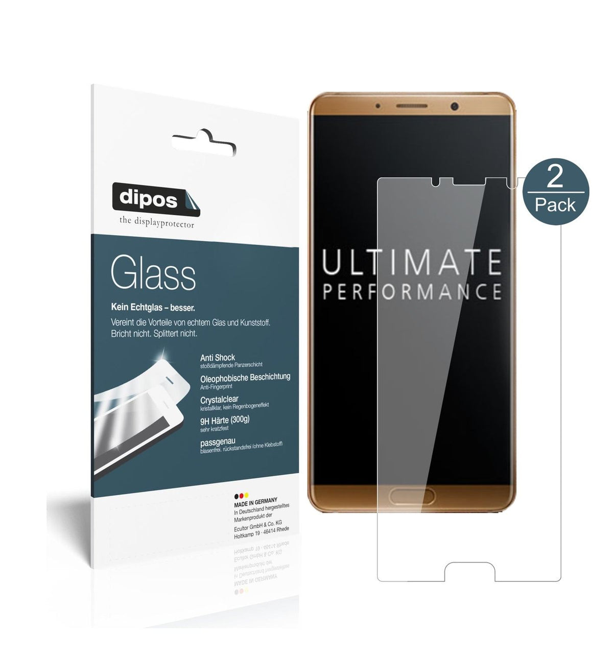 2x 9H Clear Screen Protector for Huawei Mate 10 – Shatterproof, Crystal Clear | dipos