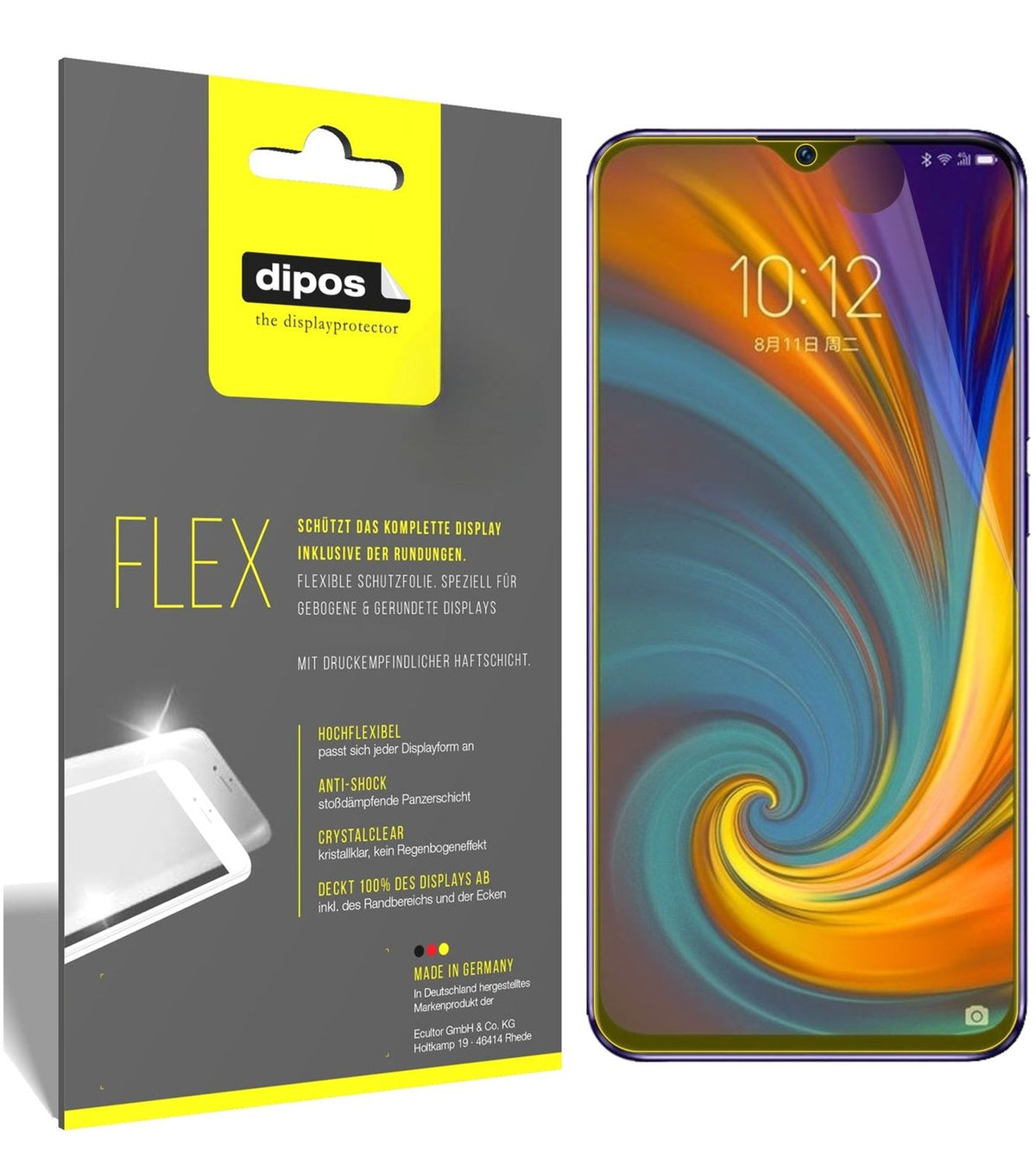 2x Screen Protector for Lenovo Z5s Protective Film covers 100% dipos Flex