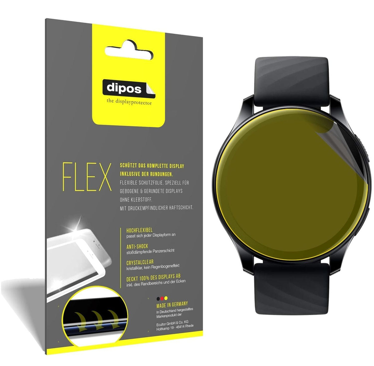 2x Full Cover Screen Protector for OnePlus Watch (46mm) – Covers Curved Edges | dipos