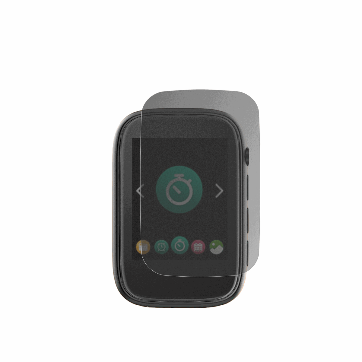 colorcoolA3 MP3-Player mit aufgebrachter dipos Flex Schutzfolie, die seitliche Einblicke blockiert