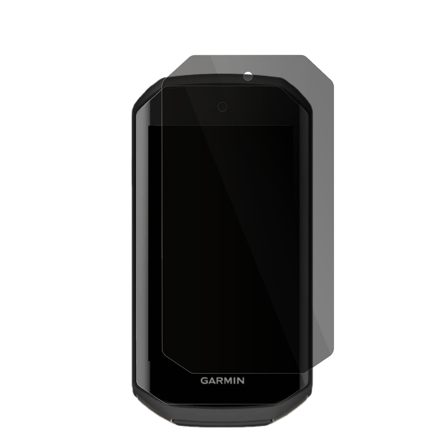 GarminEdge 1050 mit aufgebrachter dipos Flex Schutzfolie, die seitliche Einblicke blockiert