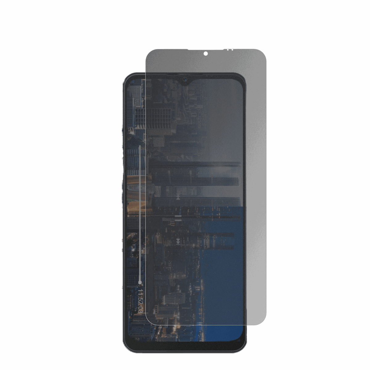 invensNote 12P mit aufgebrachter dipos Flex Schutzfolie, die seitliche Einblicke blockiert
