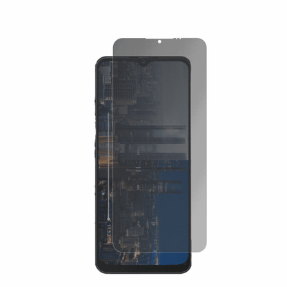 invensNote 12P mit aufgebrachter dipos Flex Schutzfolie, die seitliche Einblicke blockiert