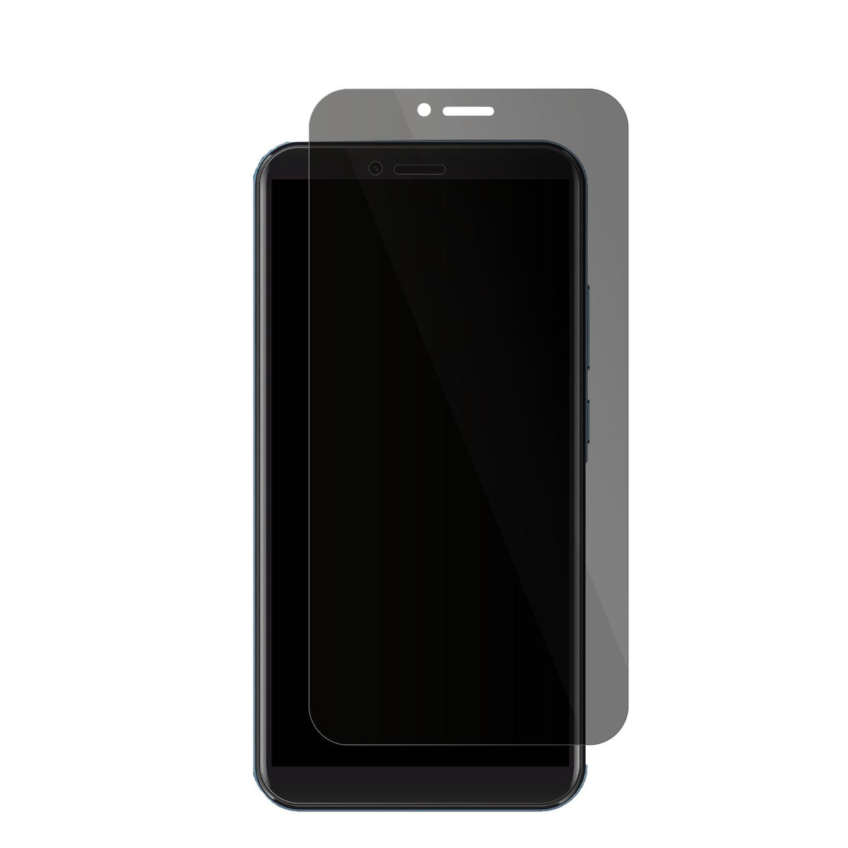 MobicelPX10 mit aufgebrachter dipos Flex Schutzfolie, die seitliche Einblicke blockiert