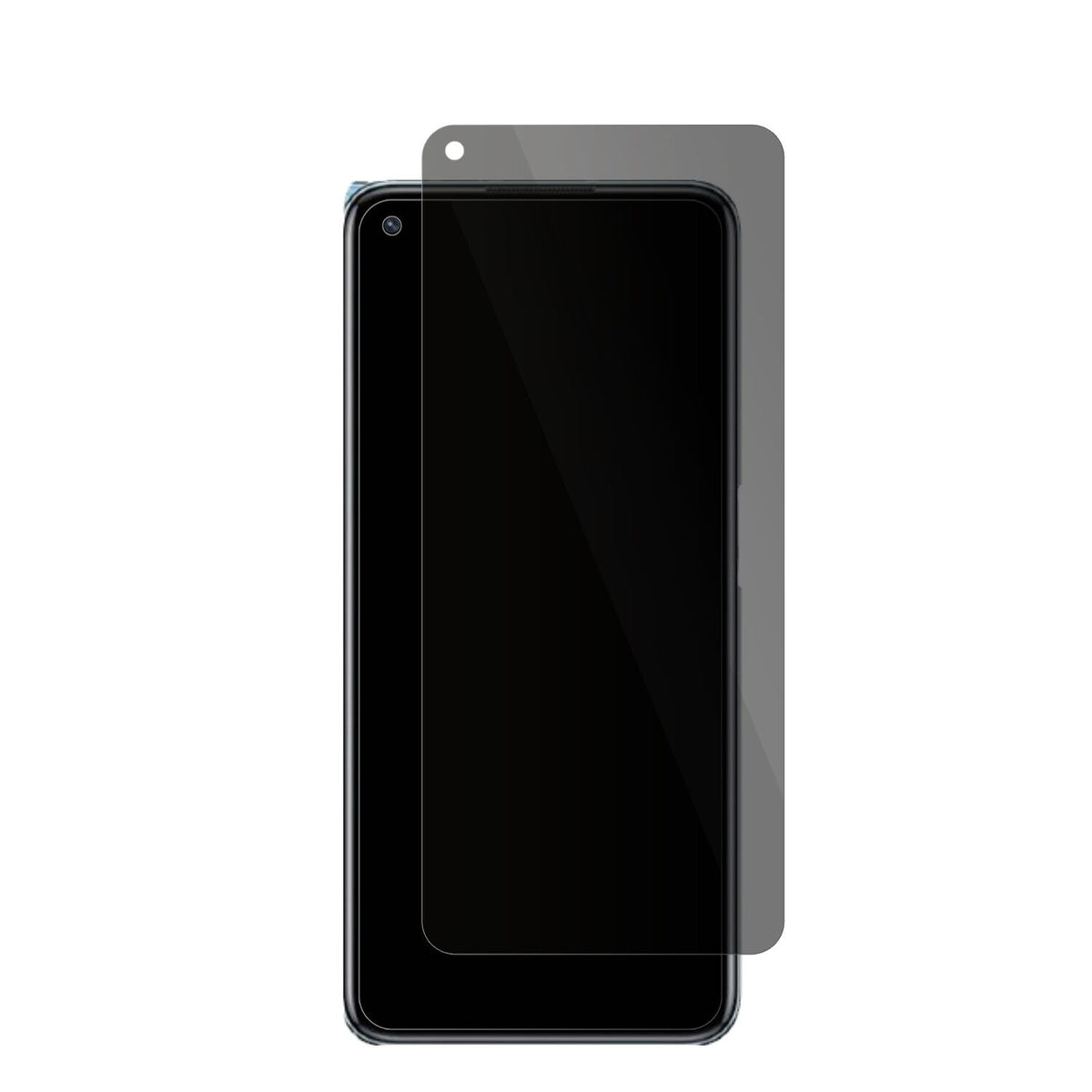 OppoK10 5G mit aufgebrachter dipos Flex Schutzfolie, die seitliche Einblicke blockiert
