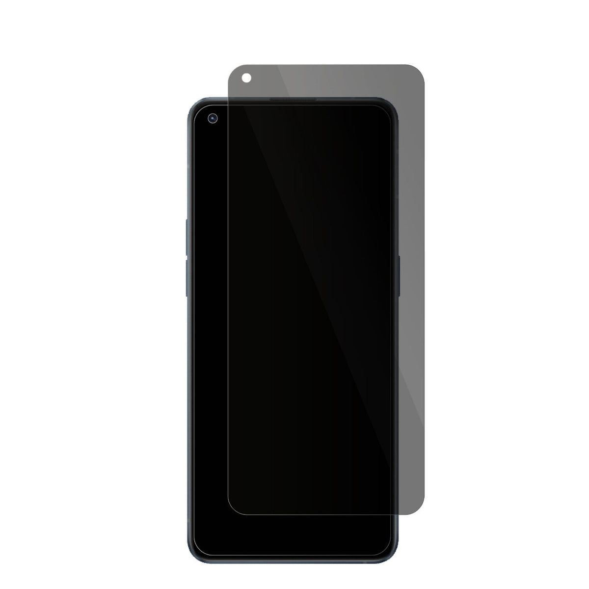 OppoReno6 mit aufgebrachter dipos Flex Schutzfolie, die seitliche Einblicke blockiert