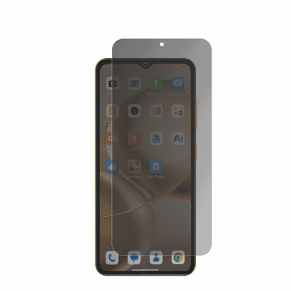 OukitelC17 mit aufgebrachter dipos Flex Schutzfolie, die seitliche Einblicke blockiert