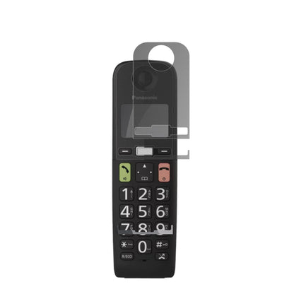 PanasonicKX-TGU130 mit aufgebrachter dipos Flex Schutzfolie, die seitliche Einblicke blockiert