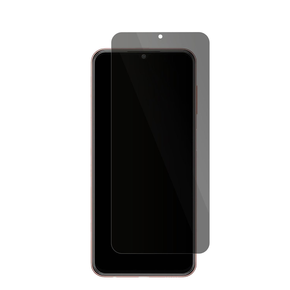 SamsungGalaxy M13 4G mit aufgebrachter dipos Flex Schutzfolie, die seitliche Einblicke blockiert