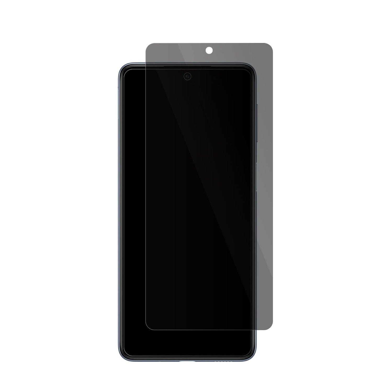 SamsungGalaxy M53 5G mit aufgebrachter dipos Flex Schutzfolie, die seitliche Einblicke blockiert