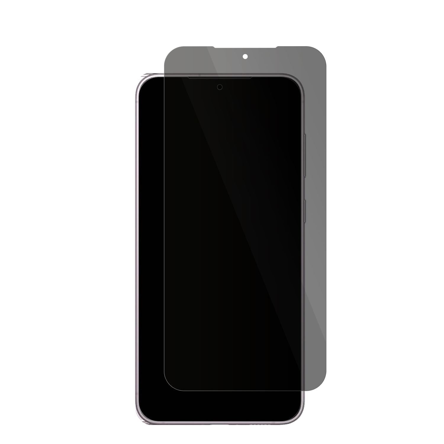 SamsungGalaxy S23 Plus mit aufgebrachter dipos Flex Schutzfolie, die seitliche Einblicke blockiert