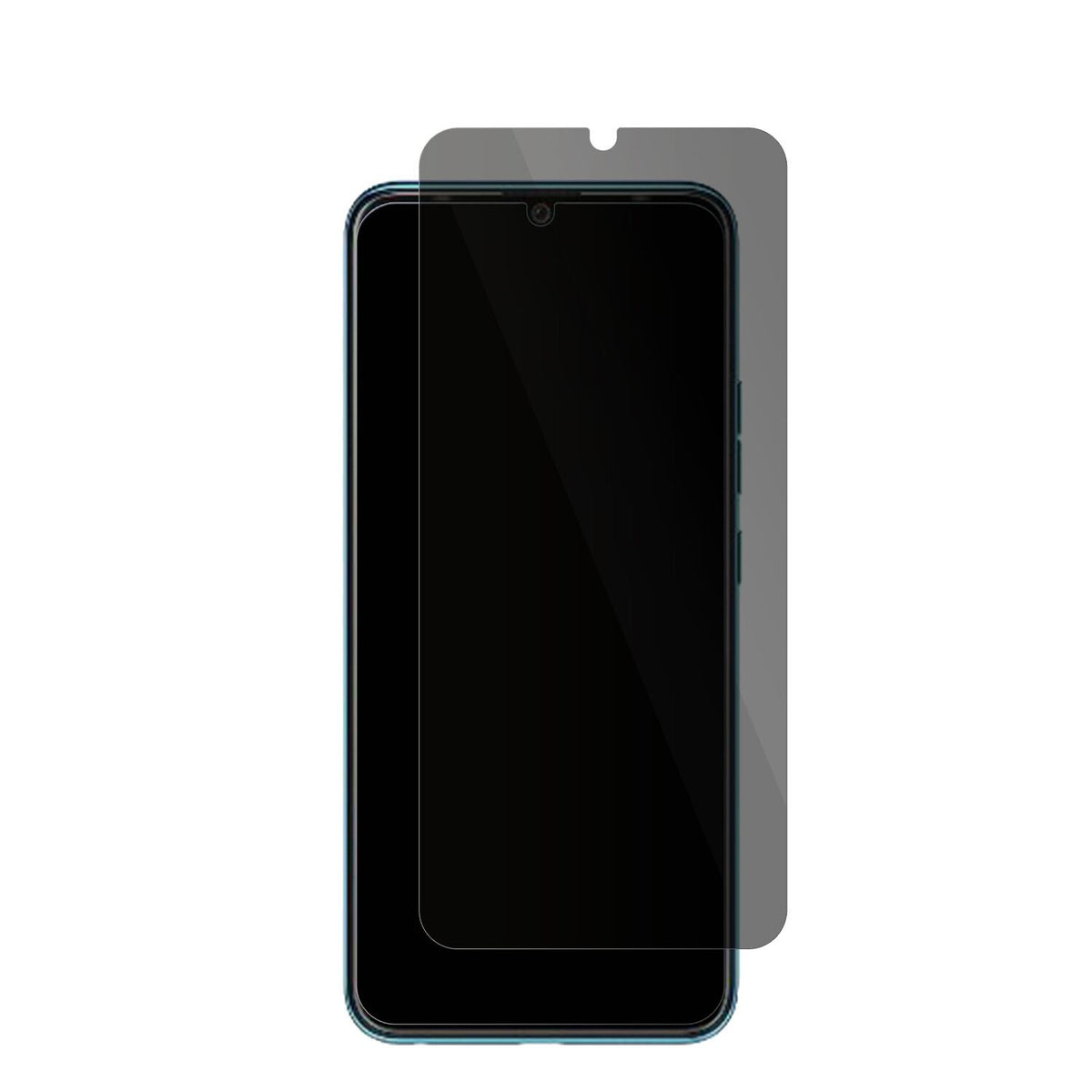 TecnoSpark 9 mit aufgebrachter dipos Flex Schutzfolie, die seitliche Einblicke blockiert