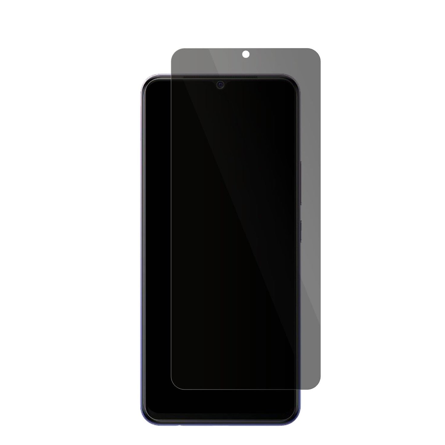 VivoV20 mit aufgebrachter dipos Flex Schutzfolie, die seitliche Einblicke blockiert