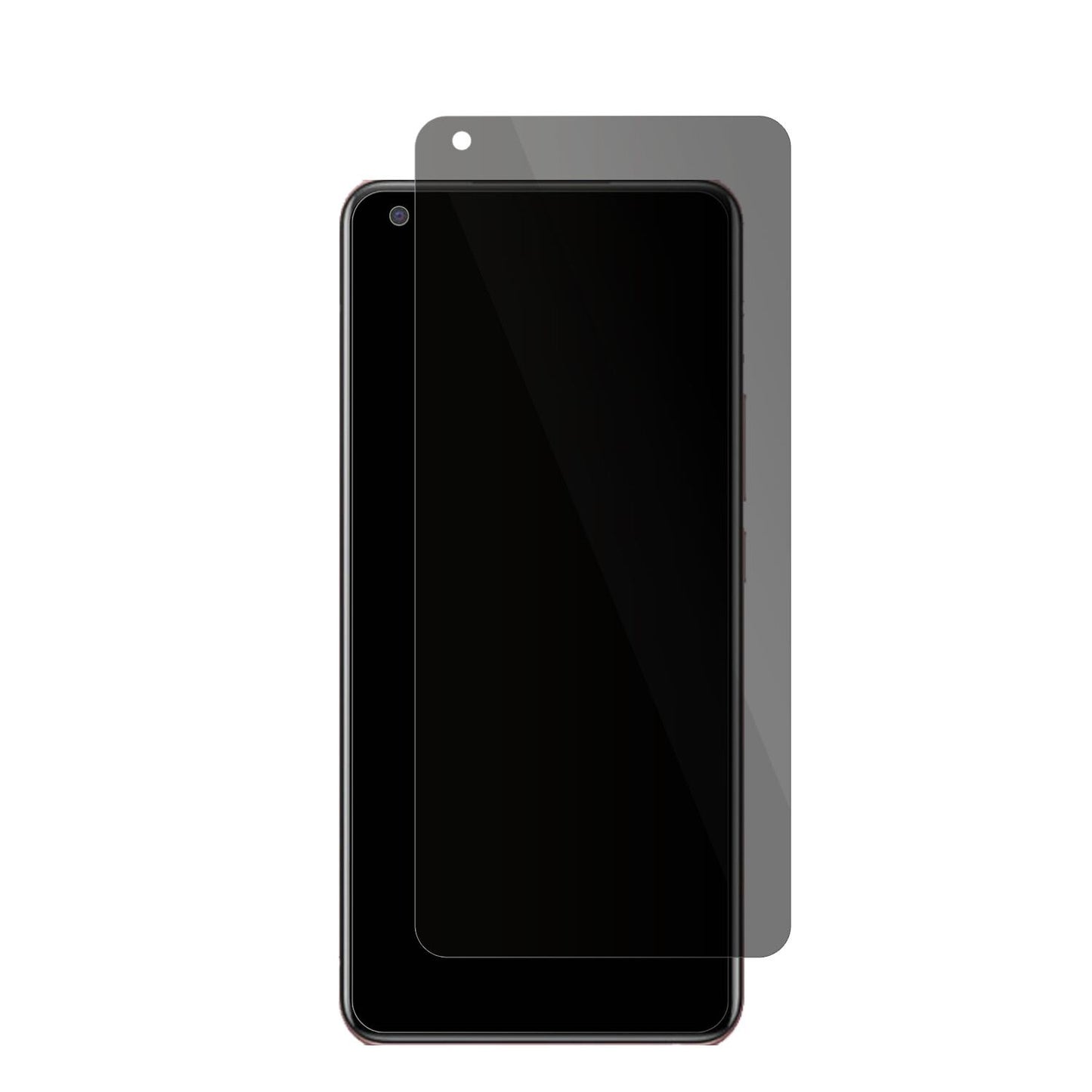 VivoX50 5G mit aufgebrachter dipos Flex Schutzfolie, die seitliche Einblicke blockiert