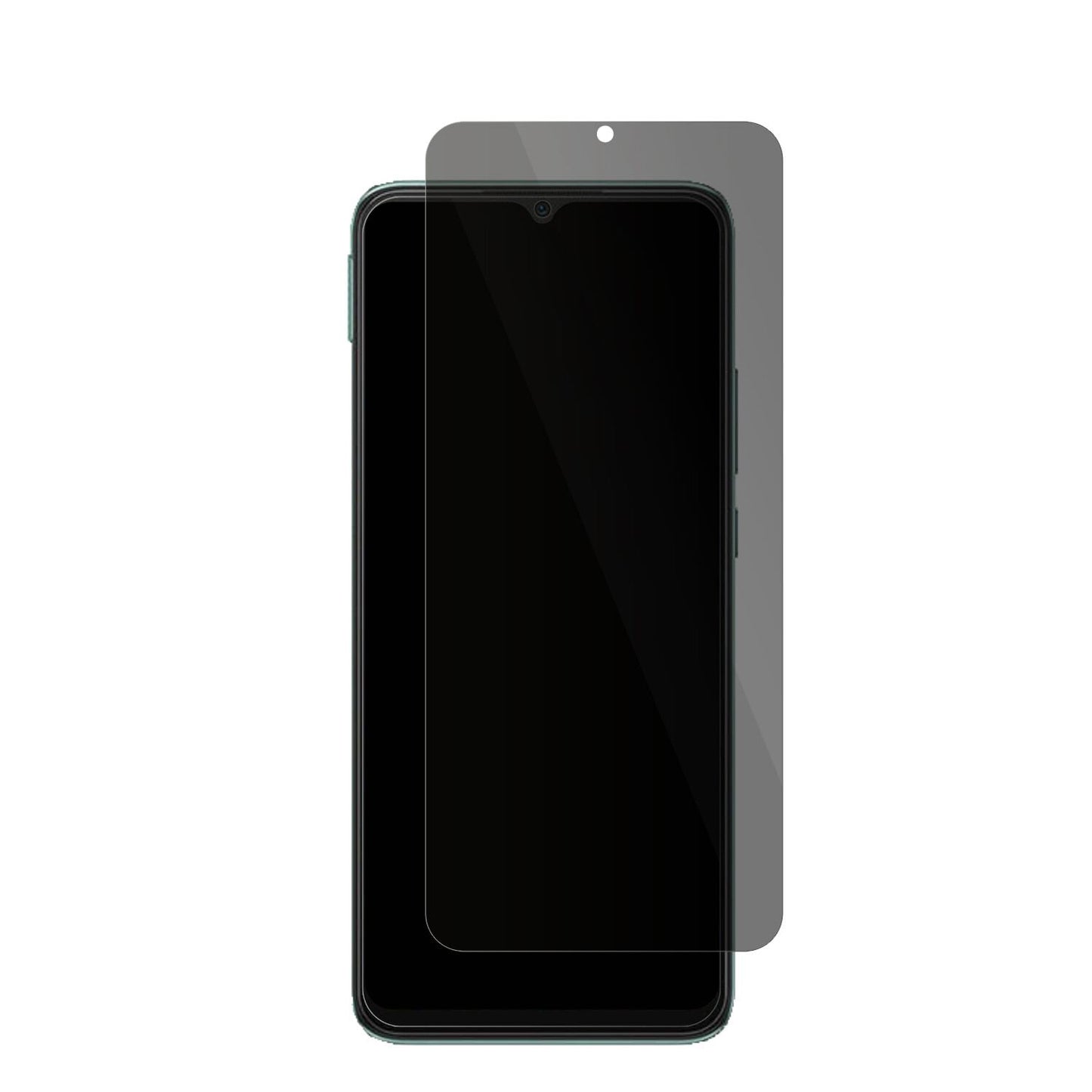 XiaomiPoco C40 mit aufgebrachter dipos Flex Schutzfolie, die seitliche Einblicke blockiert