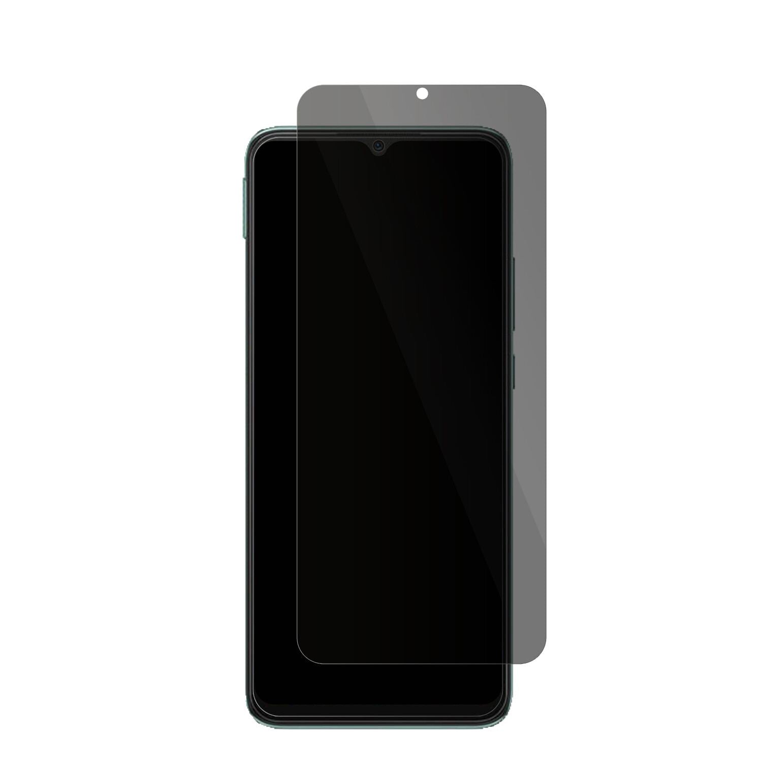 XiaomiPoco C40 mit aufgebrachter dipos Flex Schutzfolie, die seitliche Einblicke blockiert