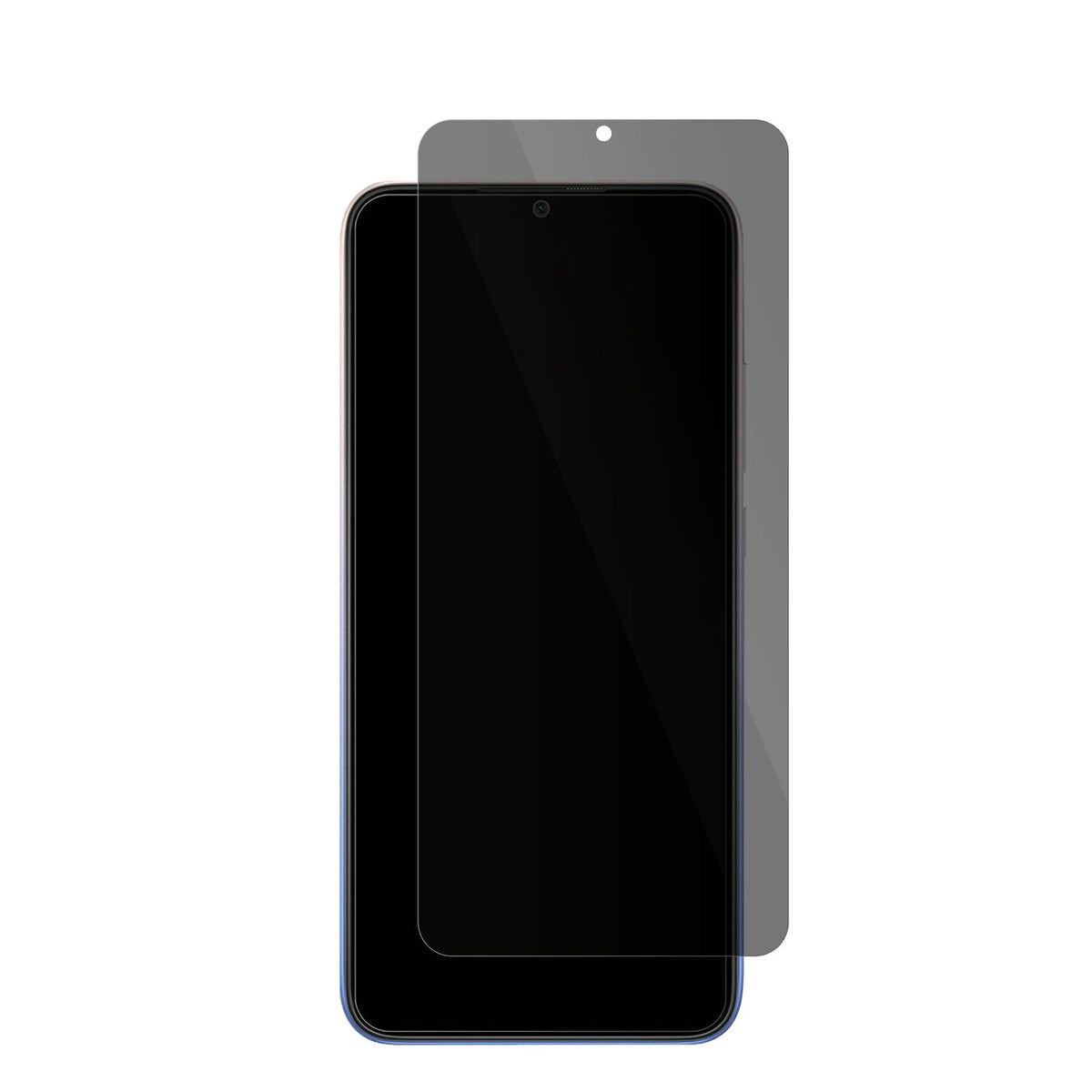 XiaomiRedmi 9 Activ mit aufgebrachter dipos Flex Schutzfolie, die seitliche Einblicke blockiert
