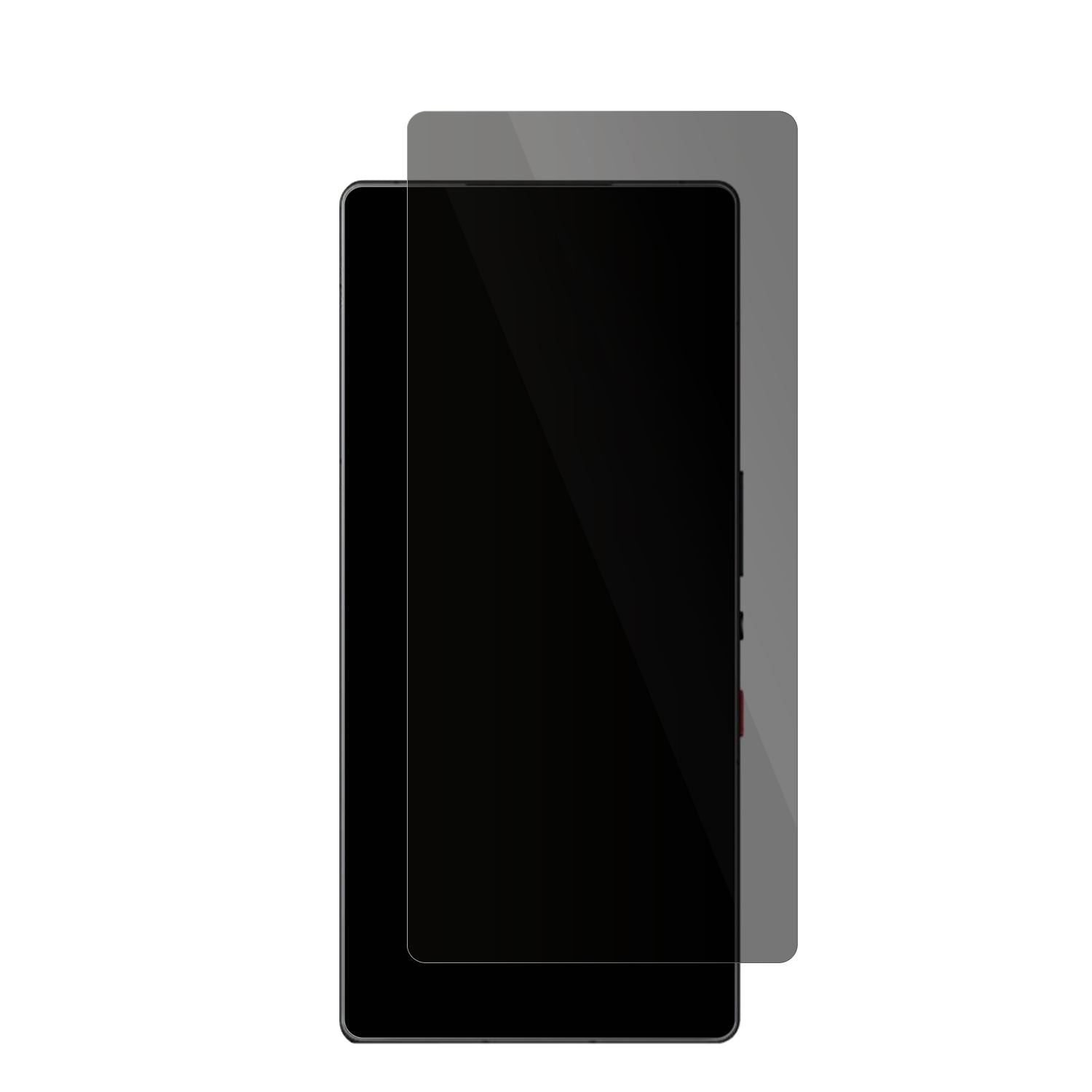 ZTENubia Redmagic 10 Pro+ mit aufgebrachter dipos Flex Schutzfolie, die seitliche Einblicke blockiert
