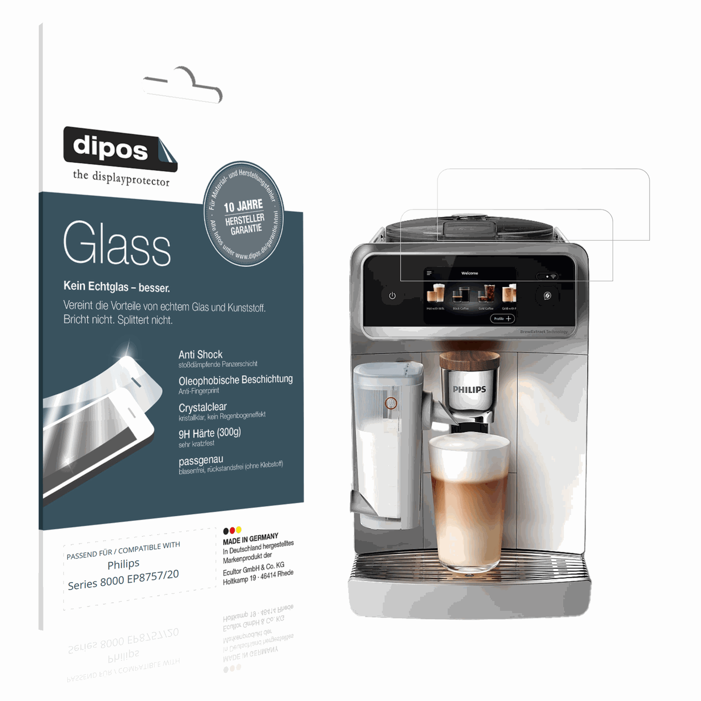 2x 9H Schutzfolie für Philips Series 8000 EP8757/20 Panzerfolie