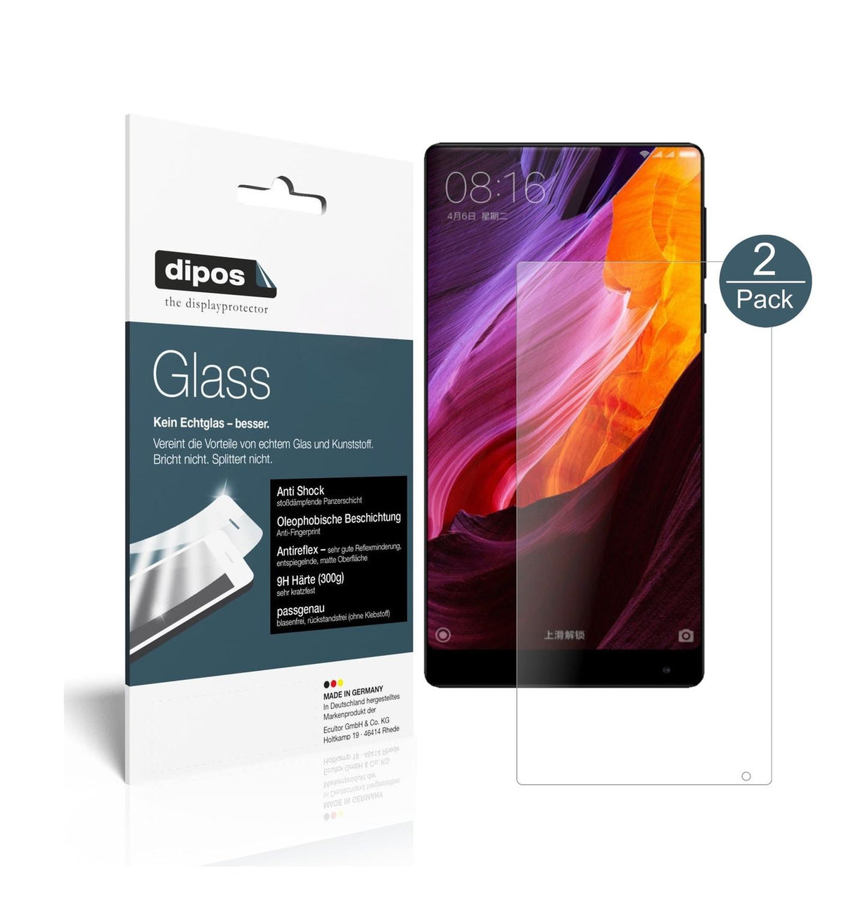 1x 9H Matte Screen Protector for Xiaomi Mi MIX 2 Tempered Glass