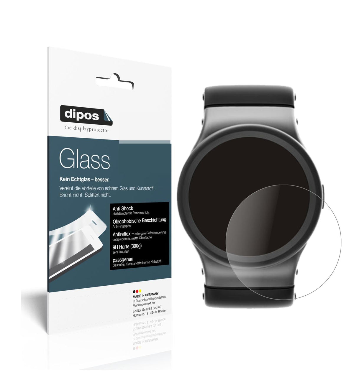 2x Screen Protector for 28 mm diameter watch matte Flexible Glass 9H dipos