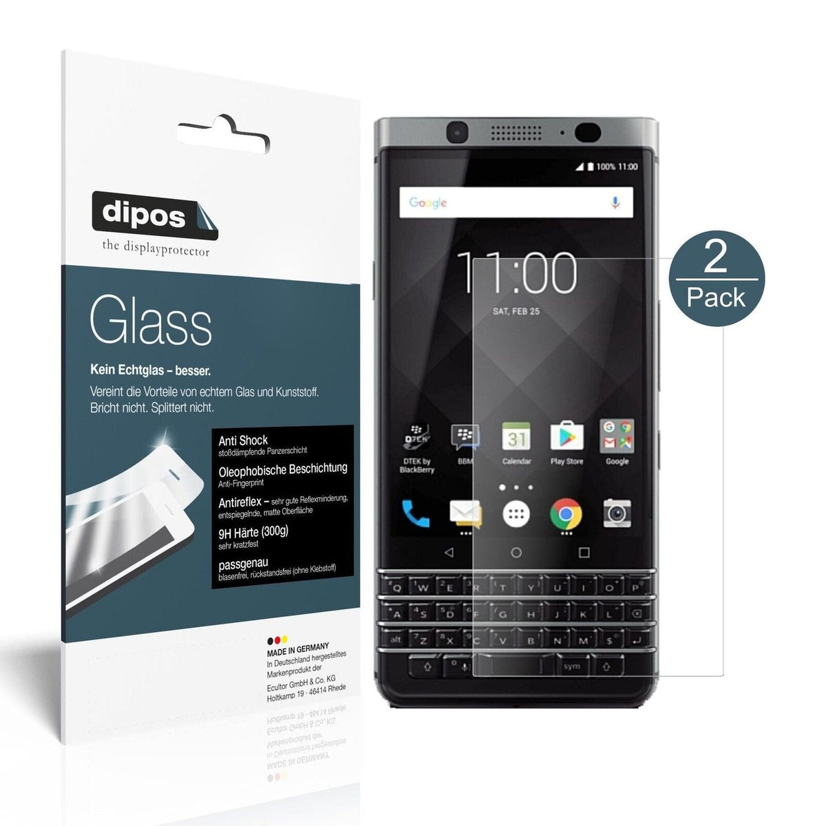 dipos 2x 9H Matte Screen Protector for Blackberry KeyOne
