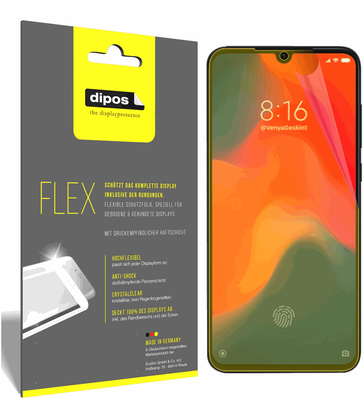 3x Screen Protector for Xiaomi Mi 9 Protective Film covers 100% dipos Flex