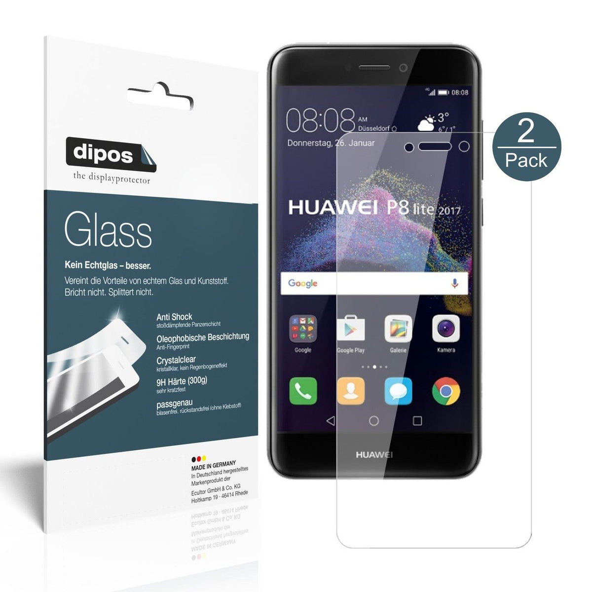dipos 2x 9H Clear Screen Protector for Huawei P8 Lite2017